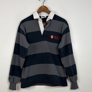 Barbarian Rugby Shirt Mens Small Gray Stripe Cotton McGill University Canada
